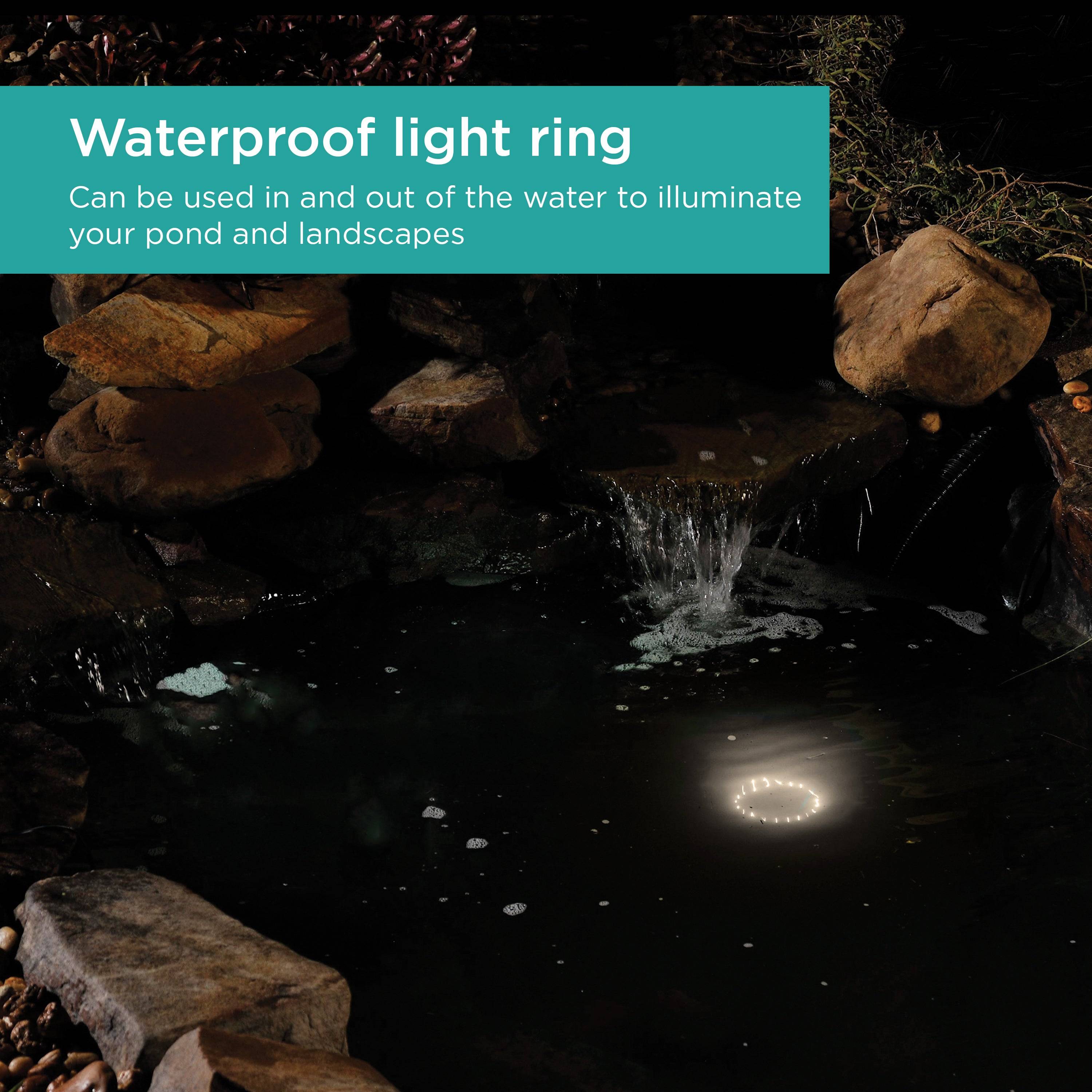 Light Ring shining at night in a pond