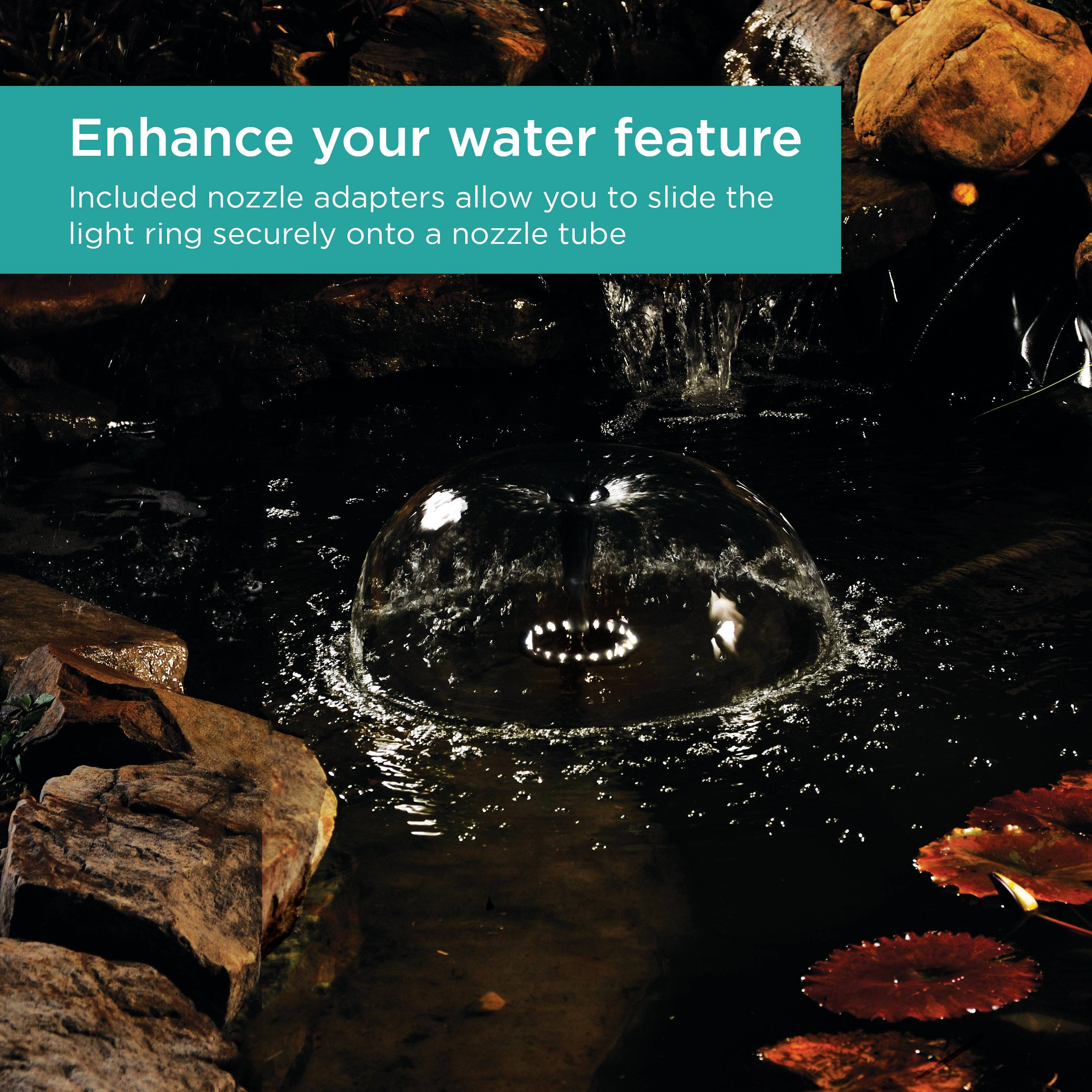 Light Ring shining at night in a pond