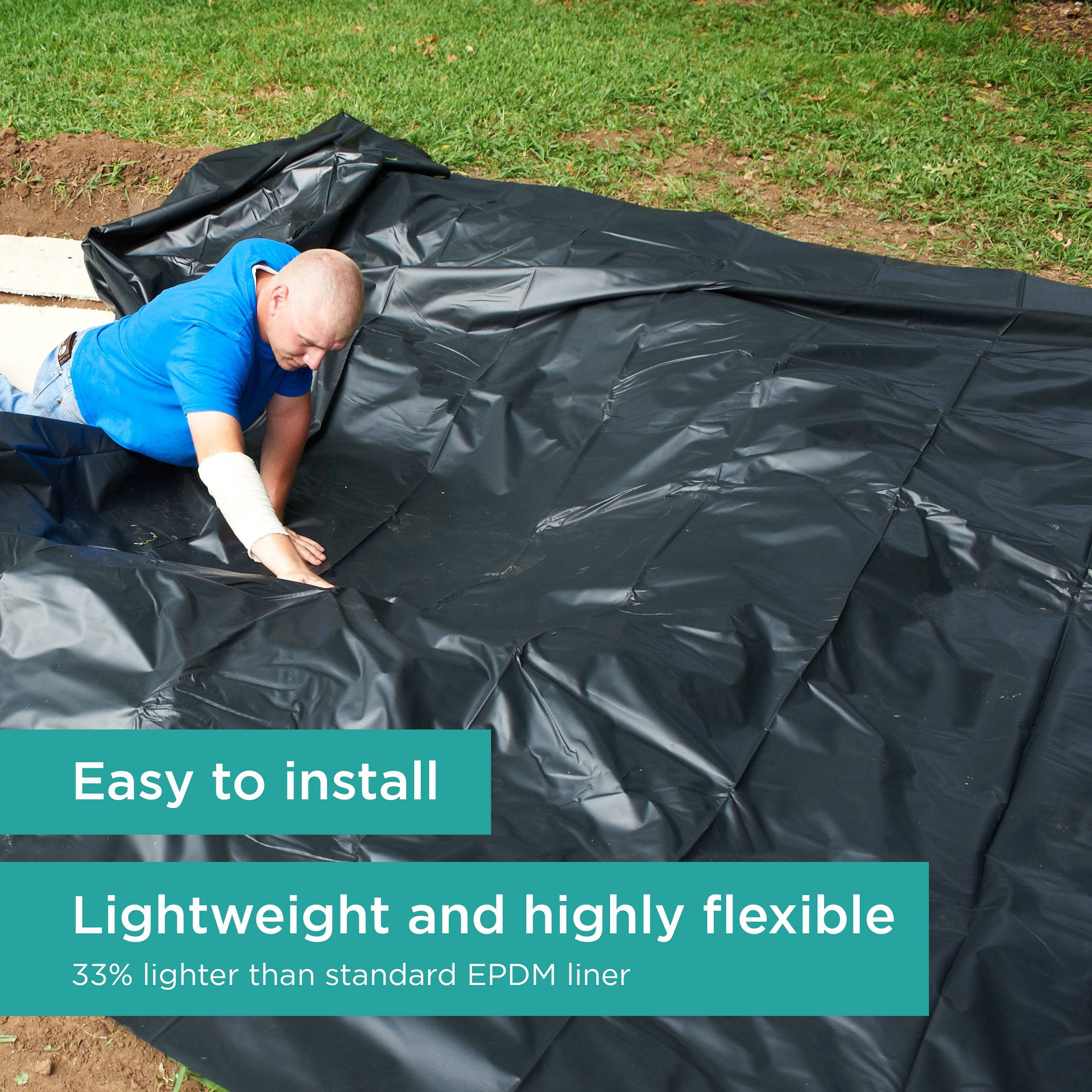 10 x 13 ft. PVC Pond Liner is easy to install: lightweight and highly flexible