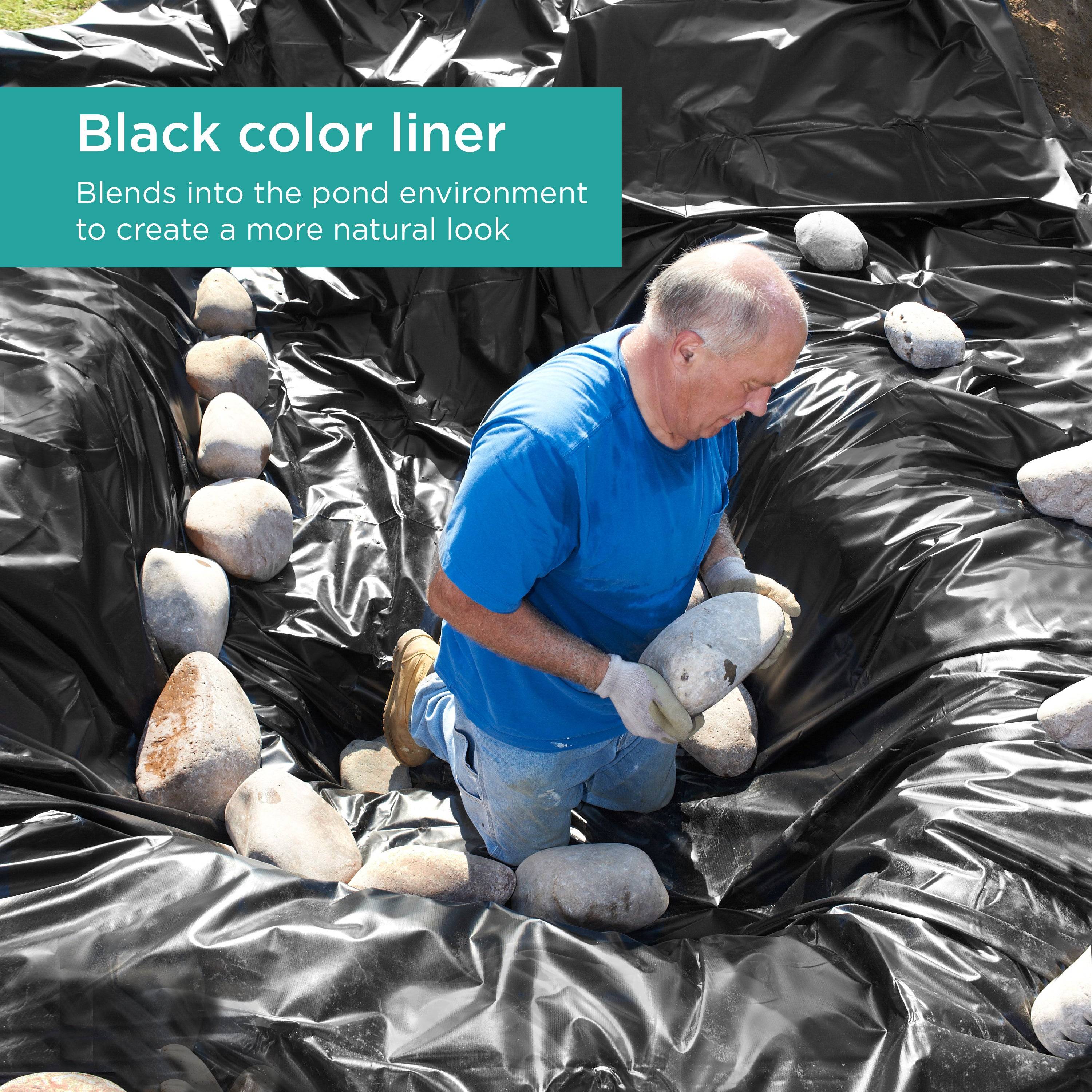 13 x 20 ft. PVC Pond Liner features black color liner that blends into the pond environment to create a more natural look