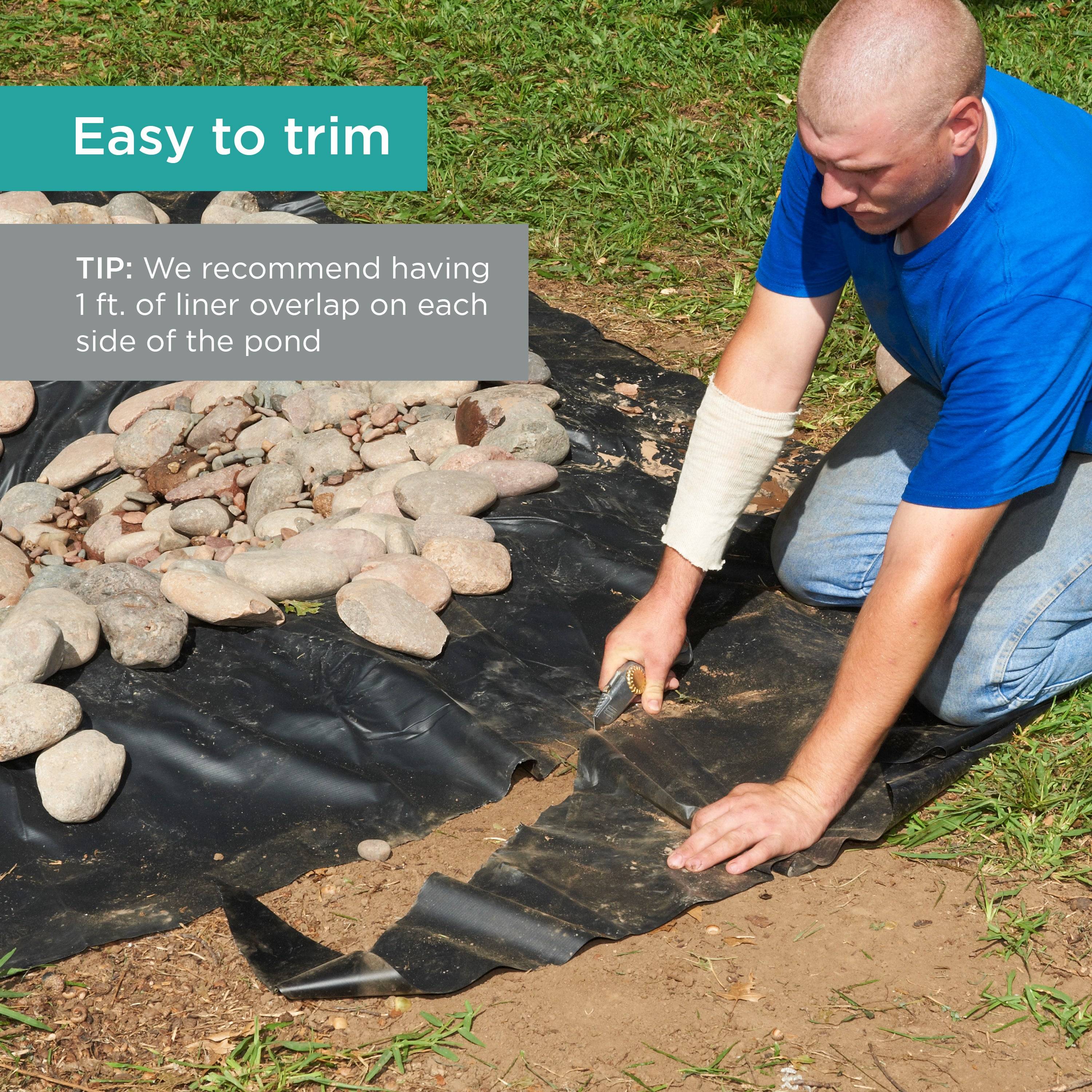 13 x 20 ft. PVC Pond Liner is easy to trim