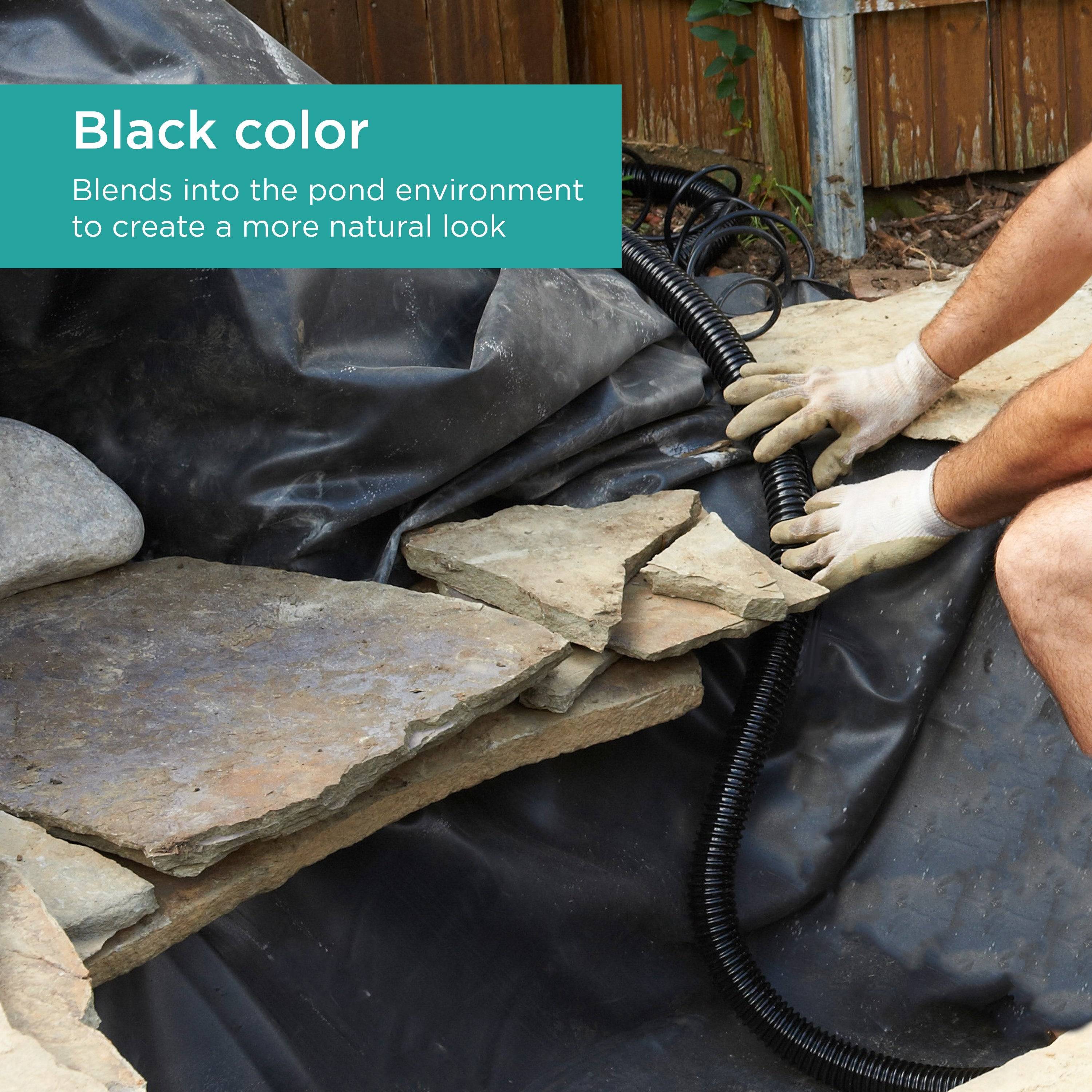 1 in. Corrugated Tubing features black color to blend into the pond environment to create a more natural look