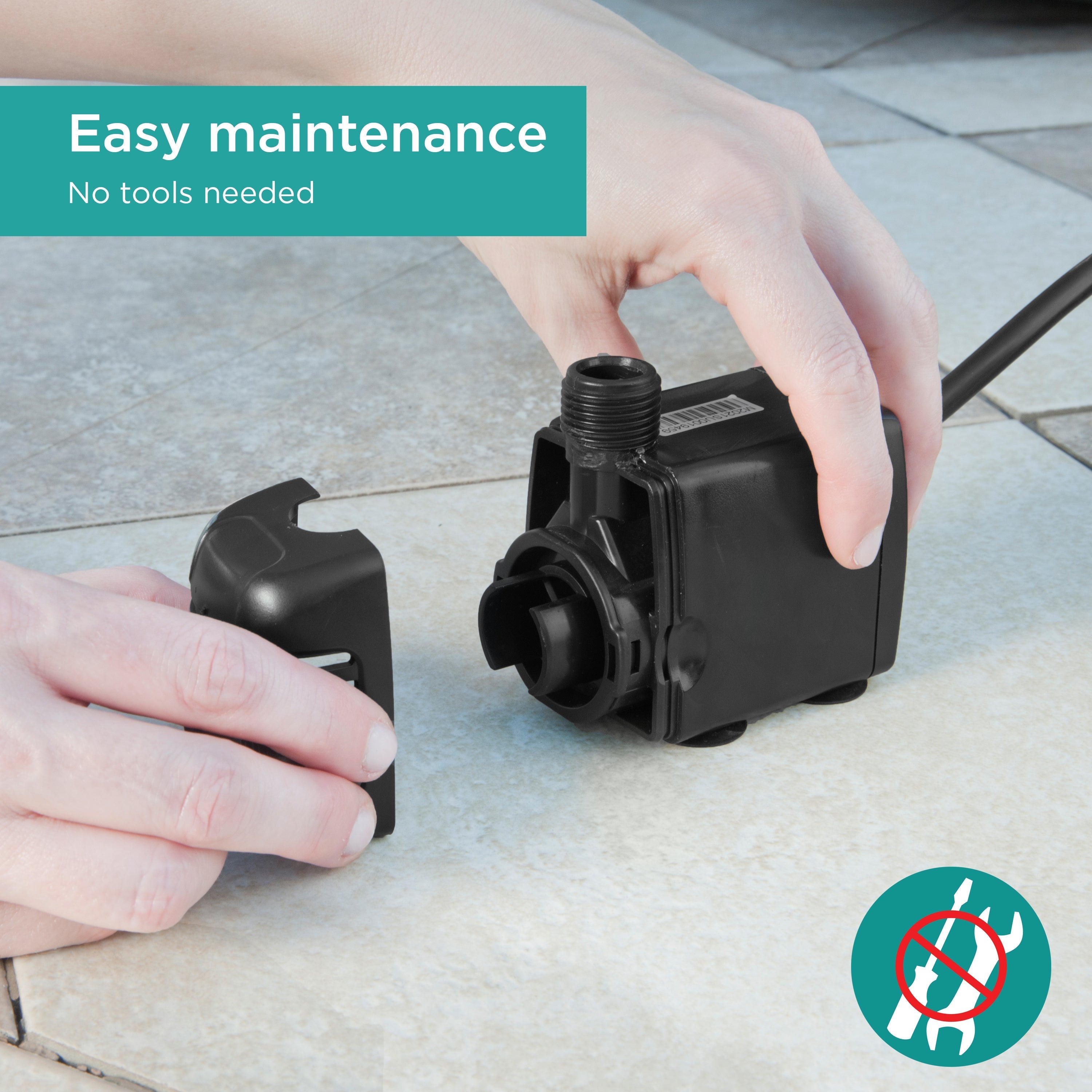 300 GPH Fountain Pump features easy maintenance with no tools needed 