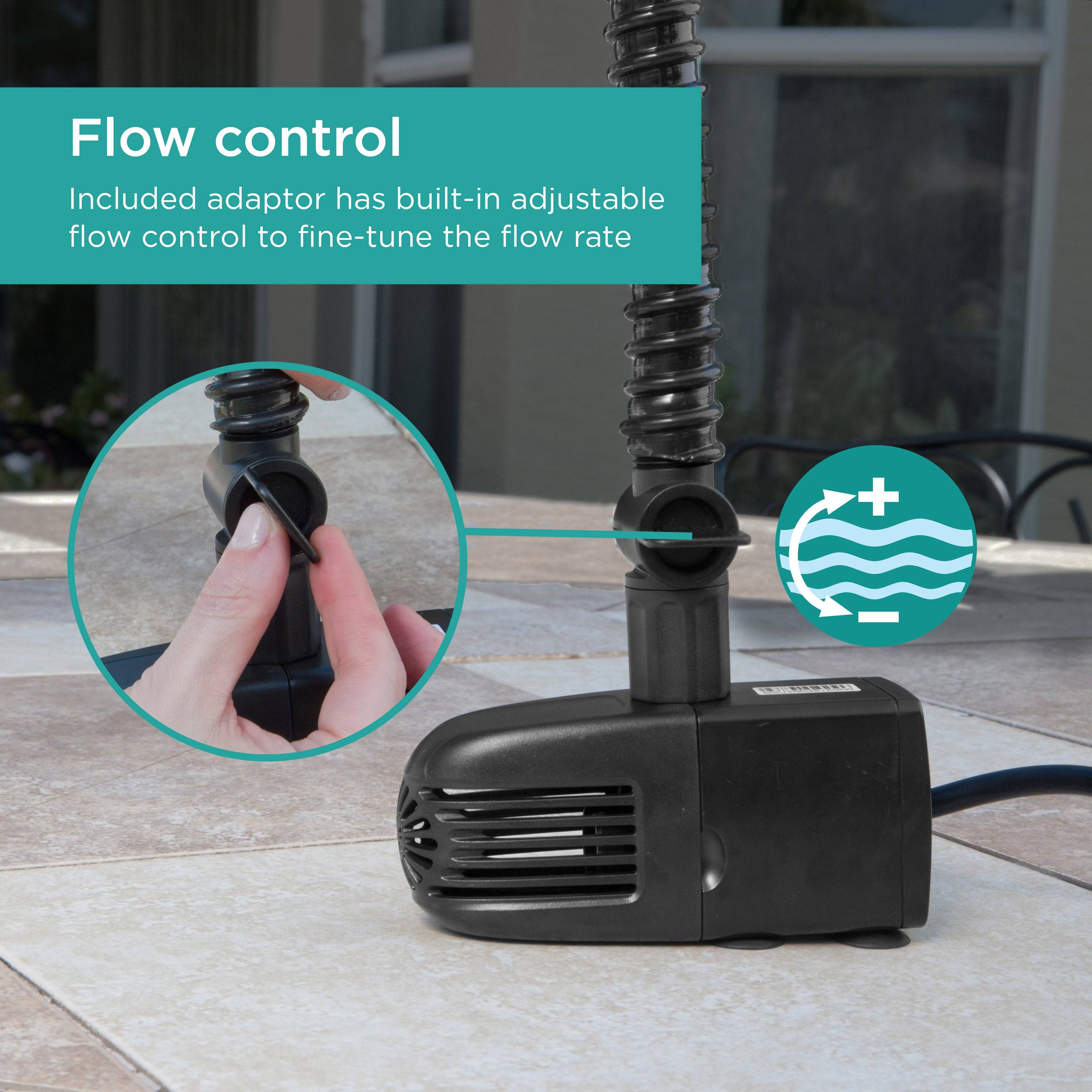 330 GPH Pond Pump features flow control