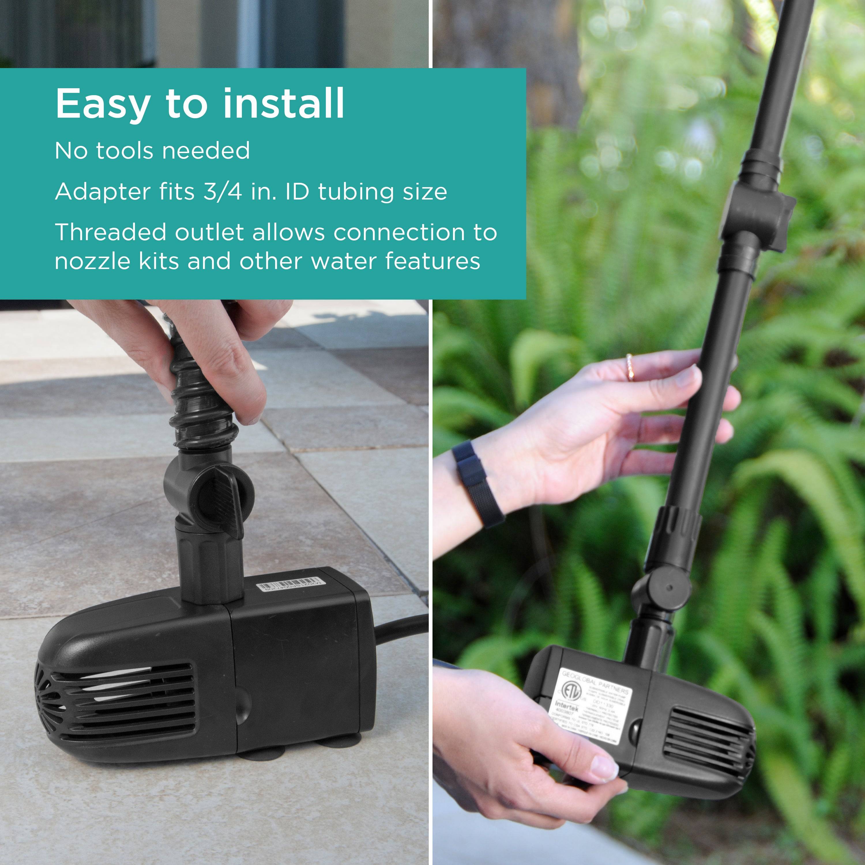 330 GPH Pond Pump is easy to install and requires no tools