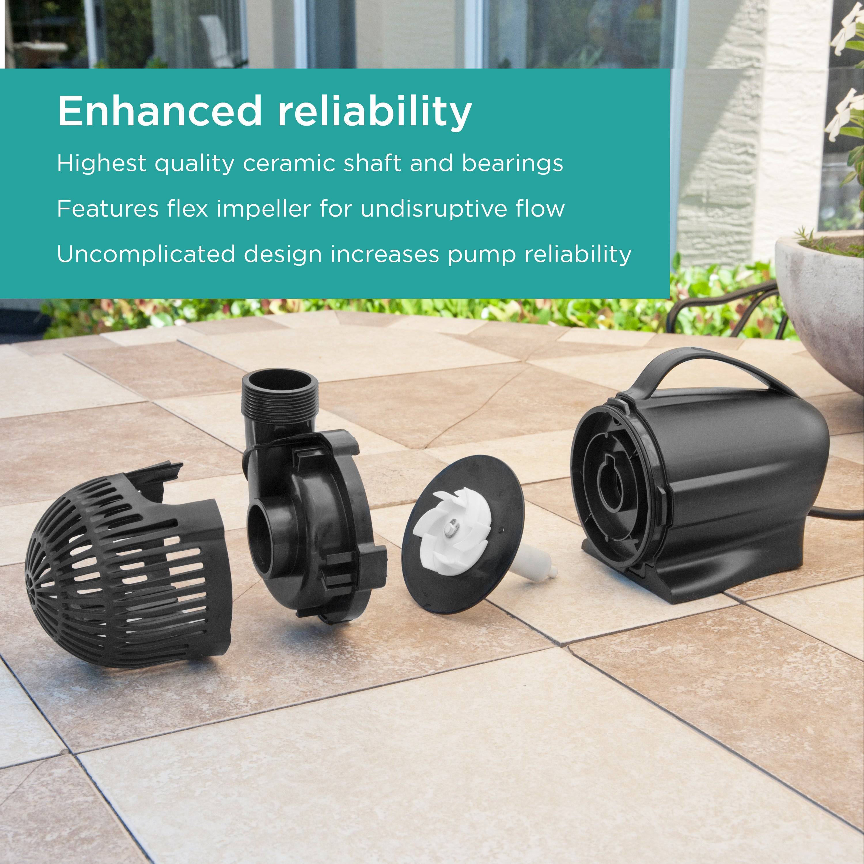 3,600 GPH Waterfall Pump features enhanced reliability 