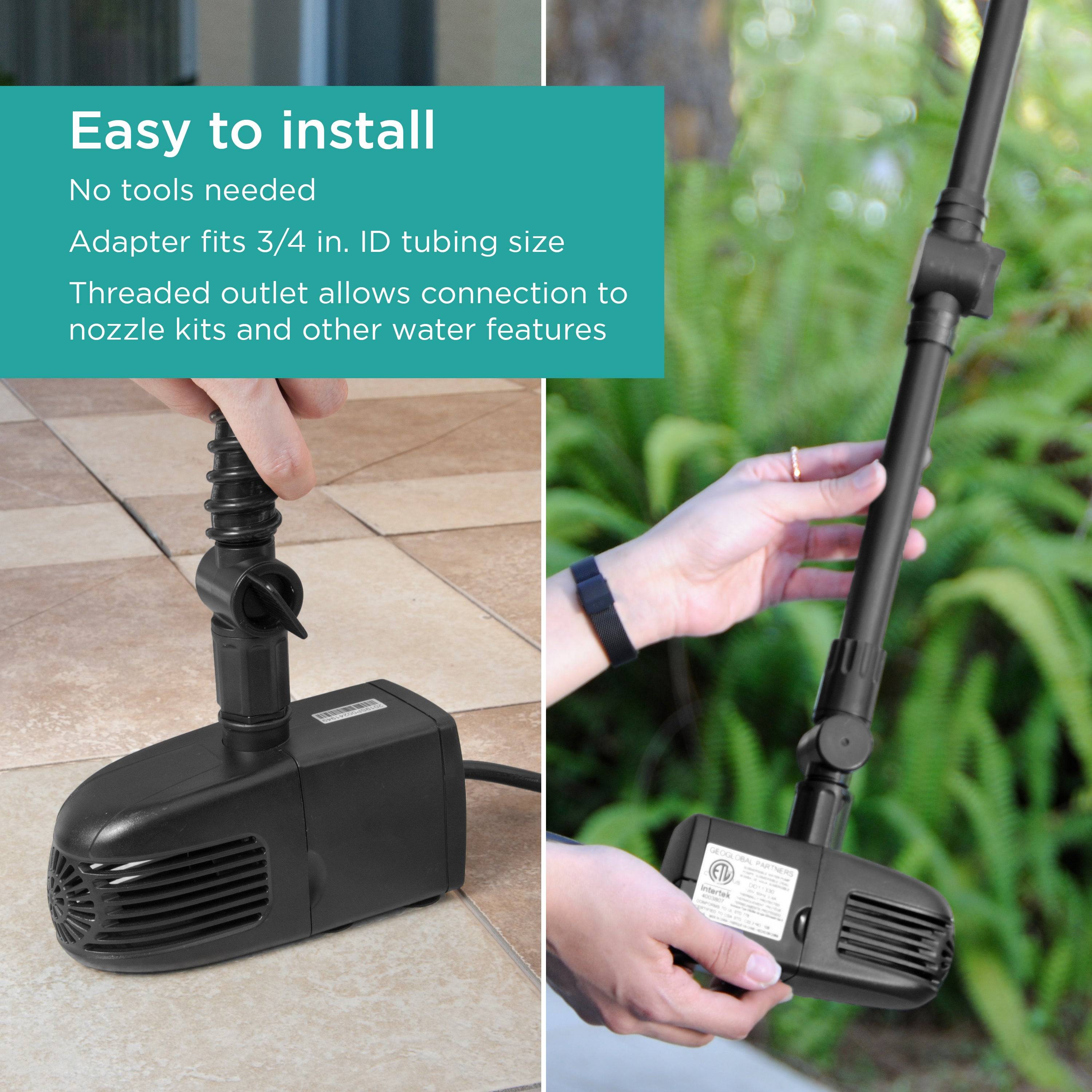 560 GPH Pond Pump is easy to install with no tools needed
