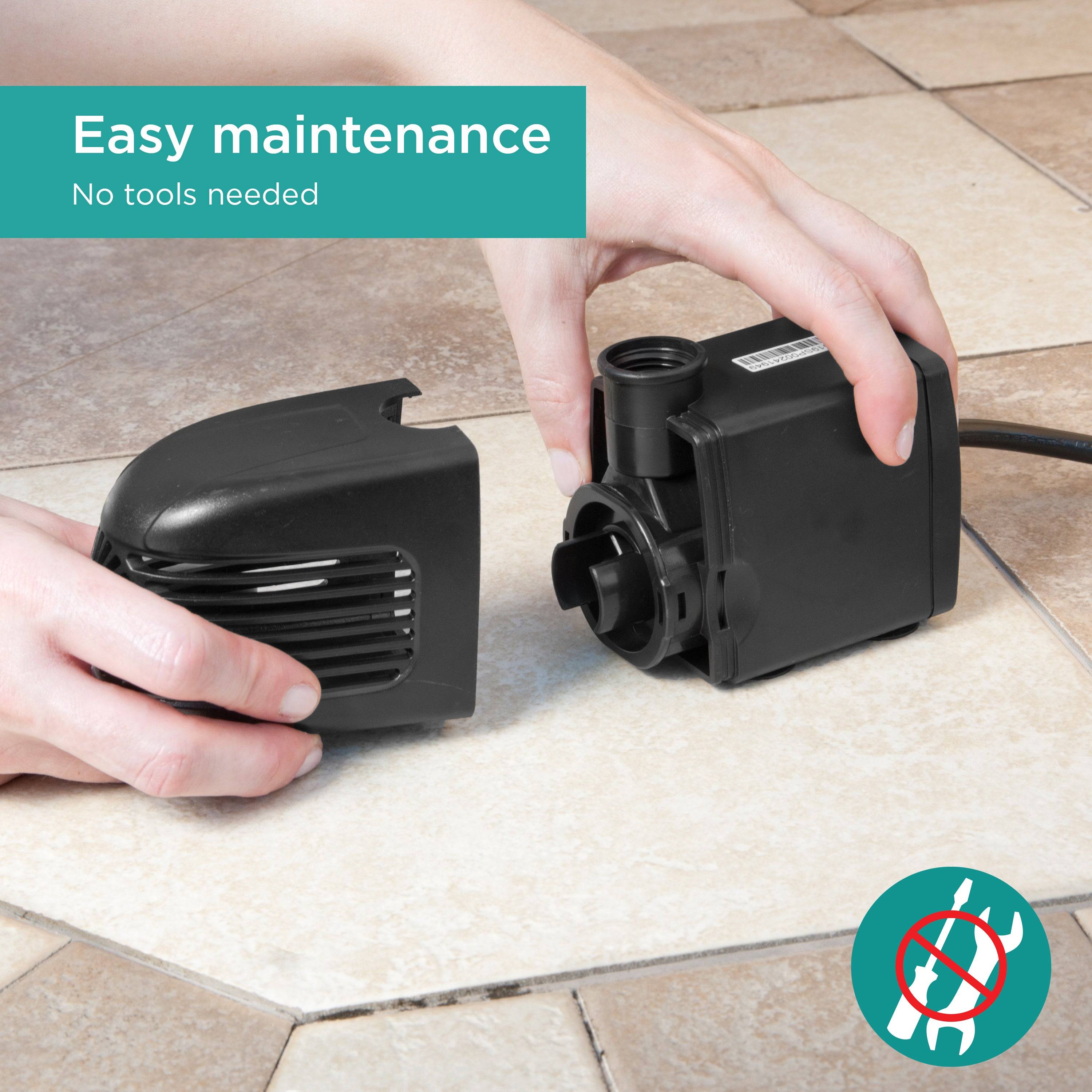 560 GPH Pond Pump features easy maintenance with no tools needed