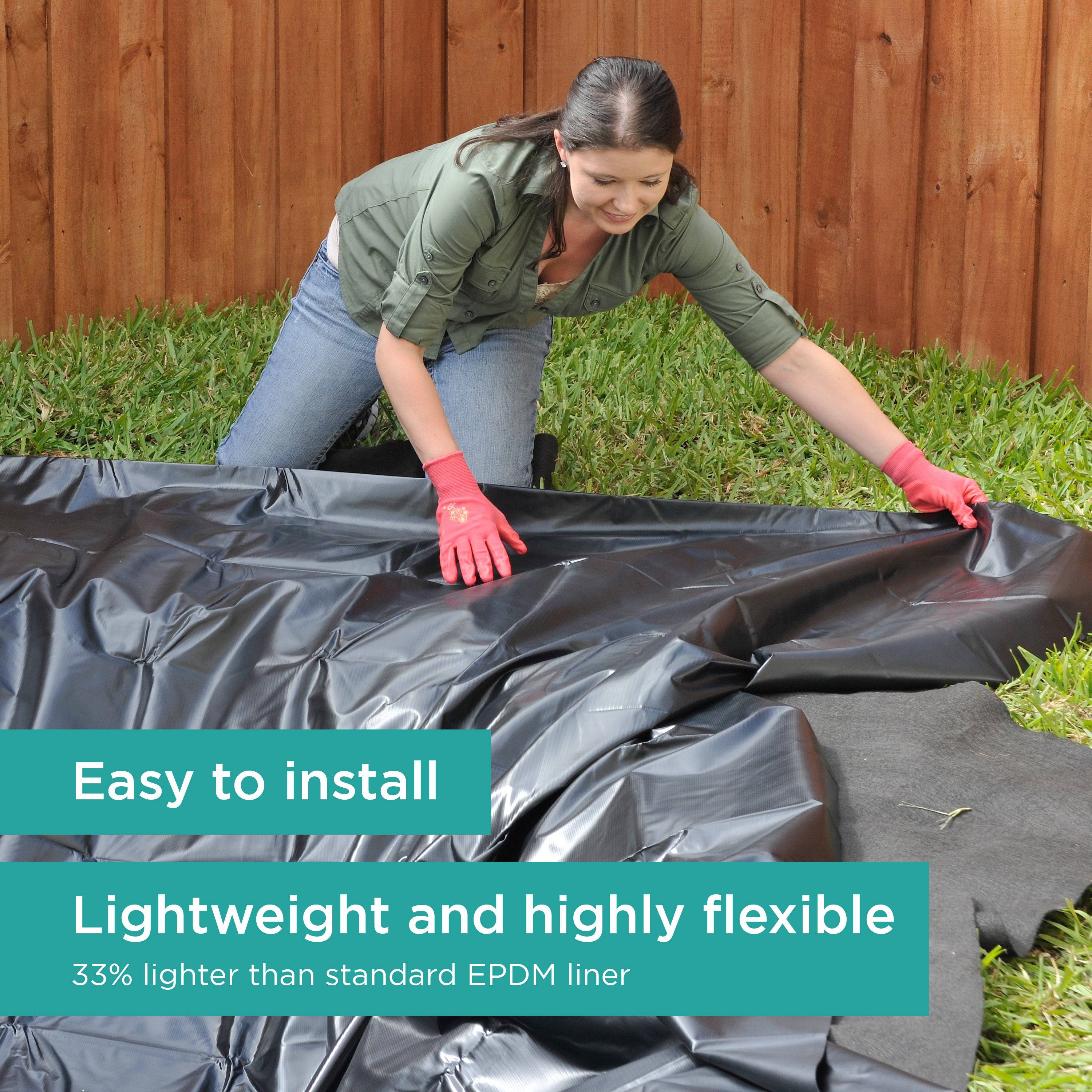 7 x 10 ft. PVC Pond Liner is easy to install, lightweight and highly flexible