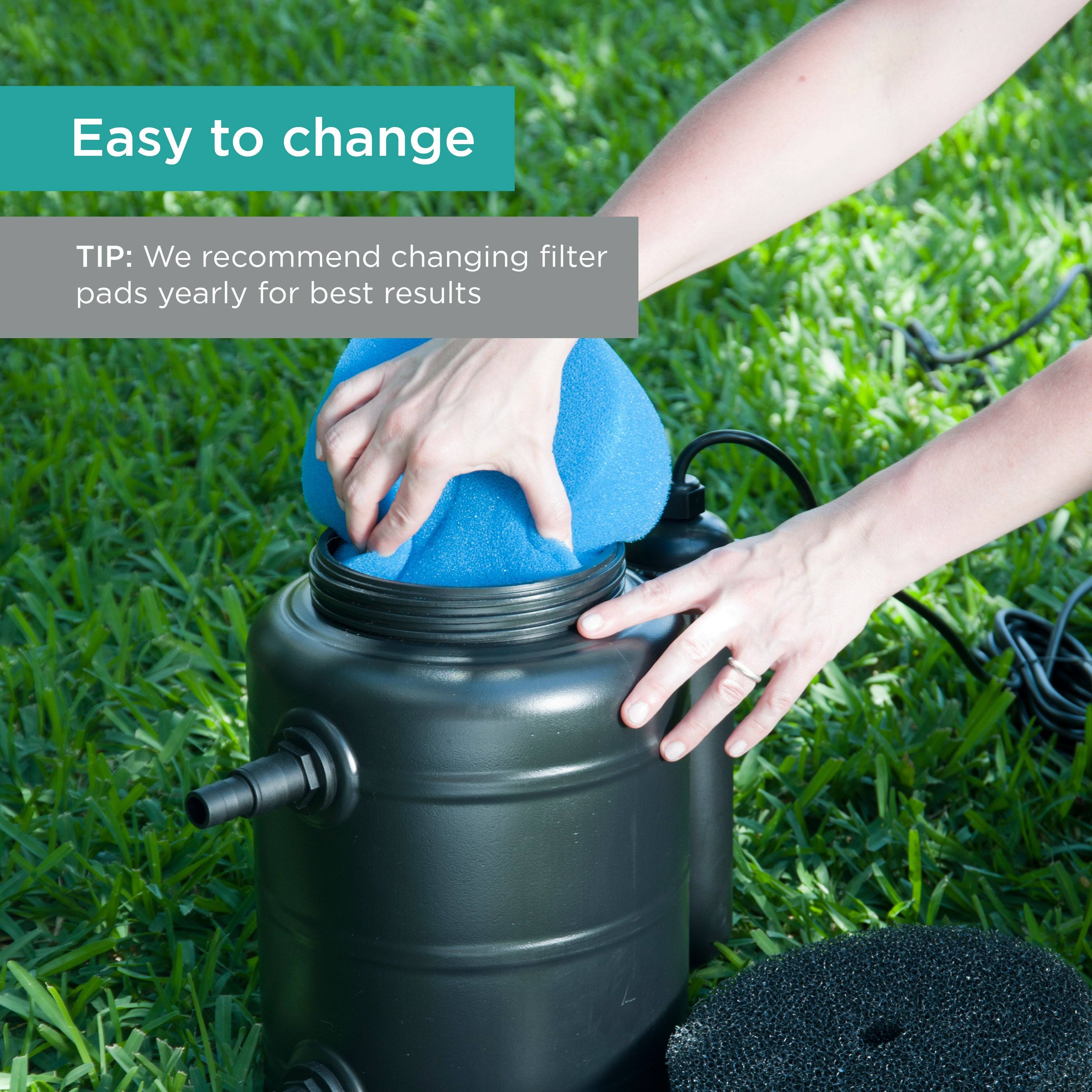 Replacement Filter Pads for Pressurized Pond Filters are easy to change 