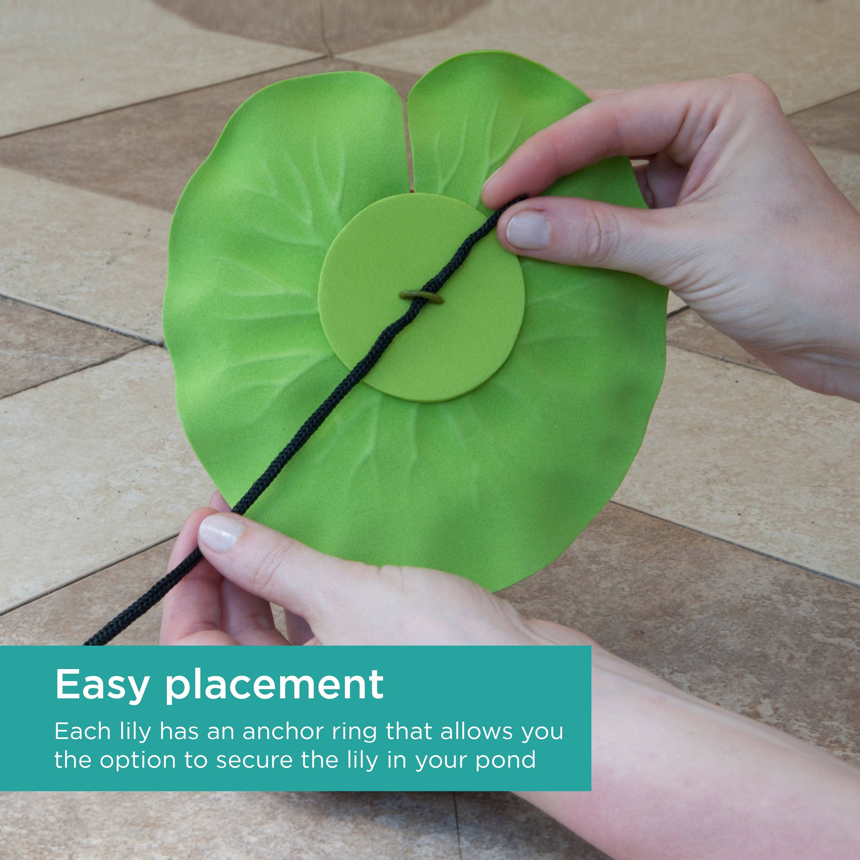 Floating Lily Pad Variety Pack features easy placement with anchor ring 