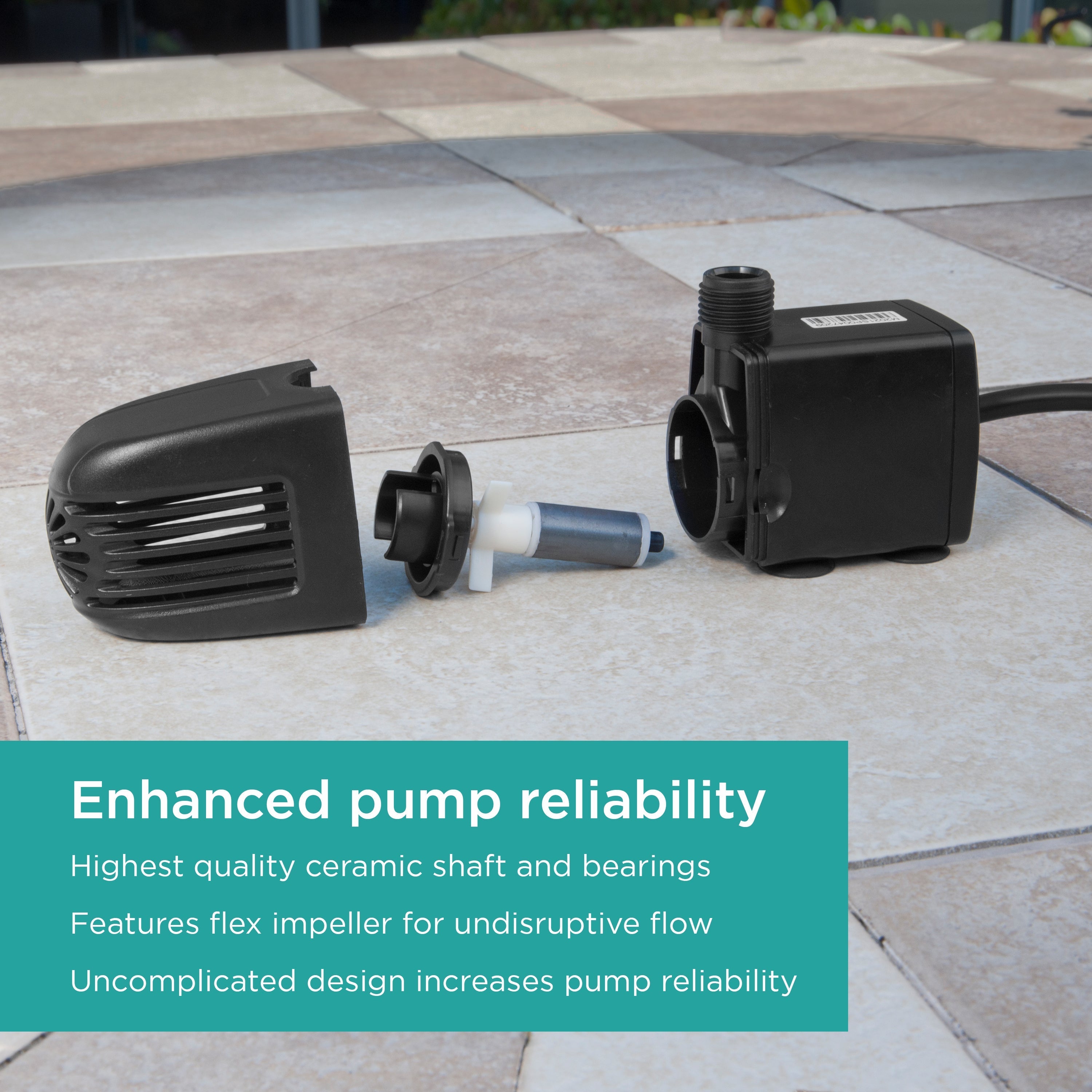 330 GPH Pond Pump with Nozzle Kit features enhanced pump reliability 