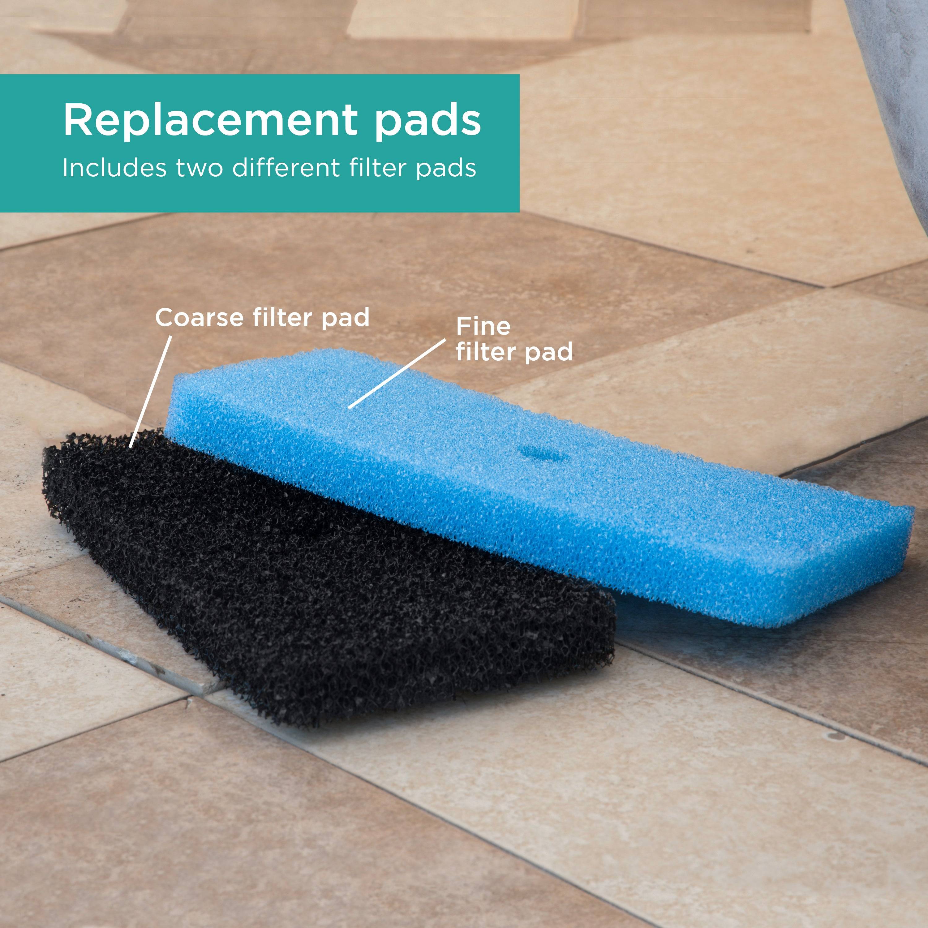 Replacement Filter Pads for Filter Boxes includes a coarse filter pad and a fine filter pad