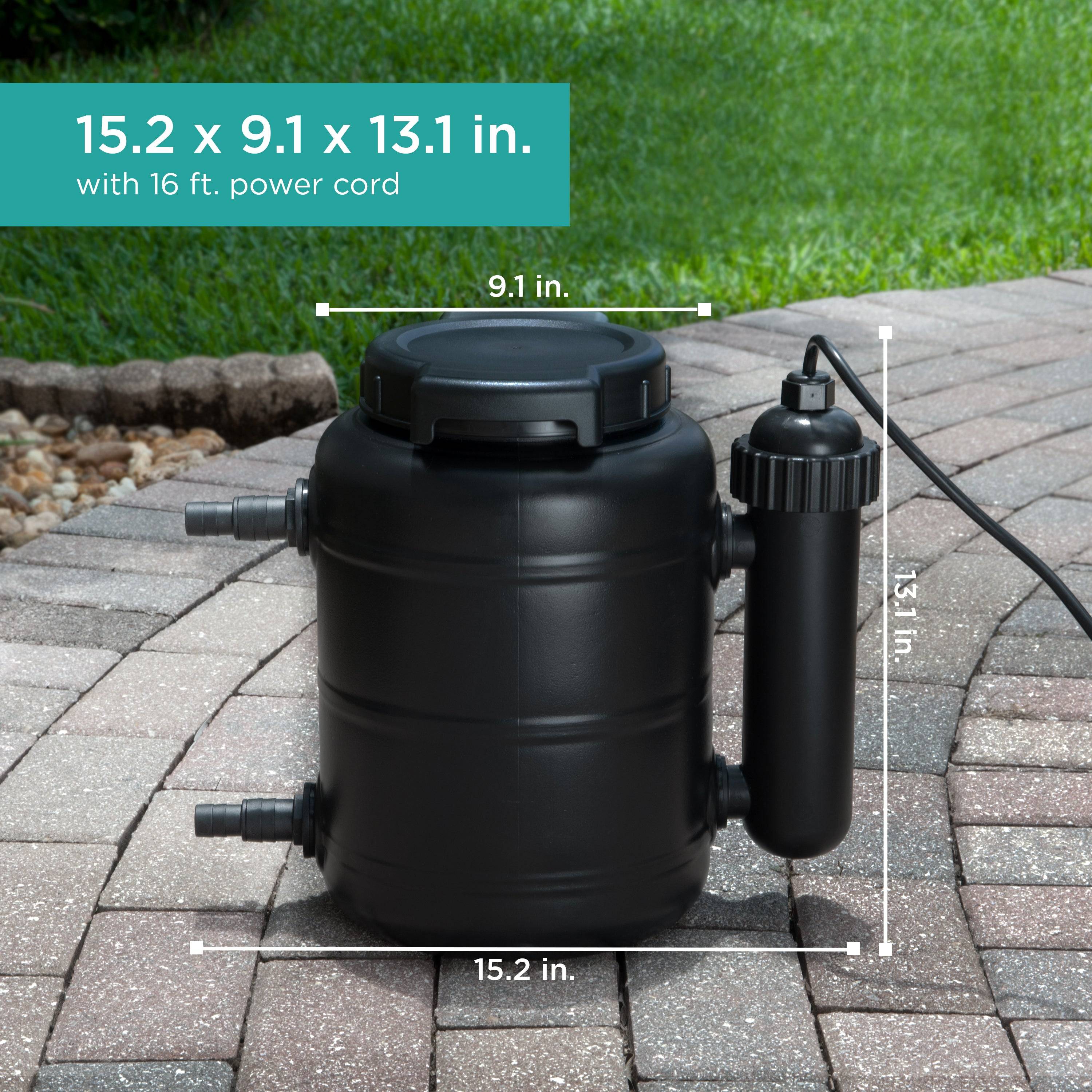 Pond Filter with UV Clarifier dimension chart