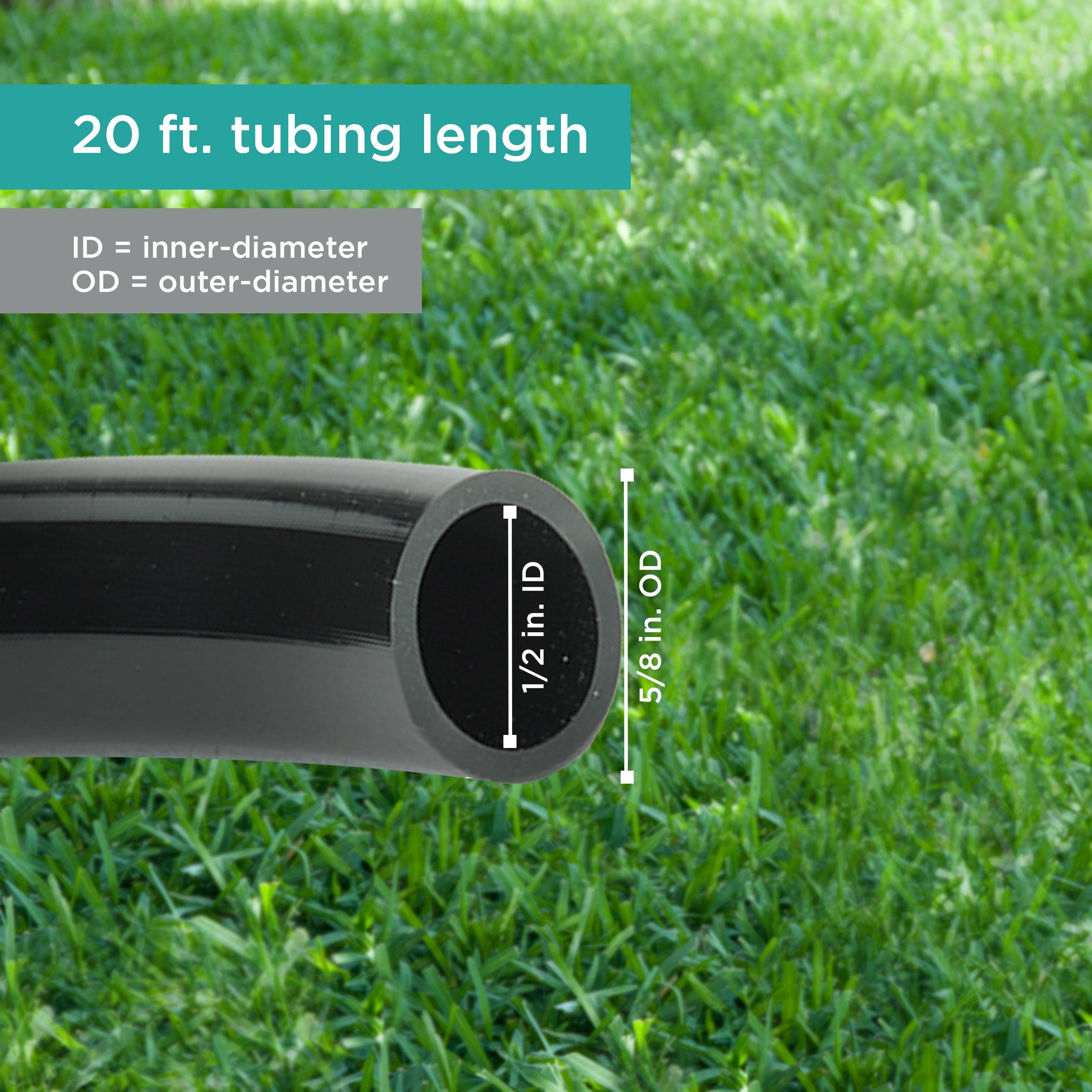1/2 in. Vinyl Tubing diameter chart for 20 ft tubing 