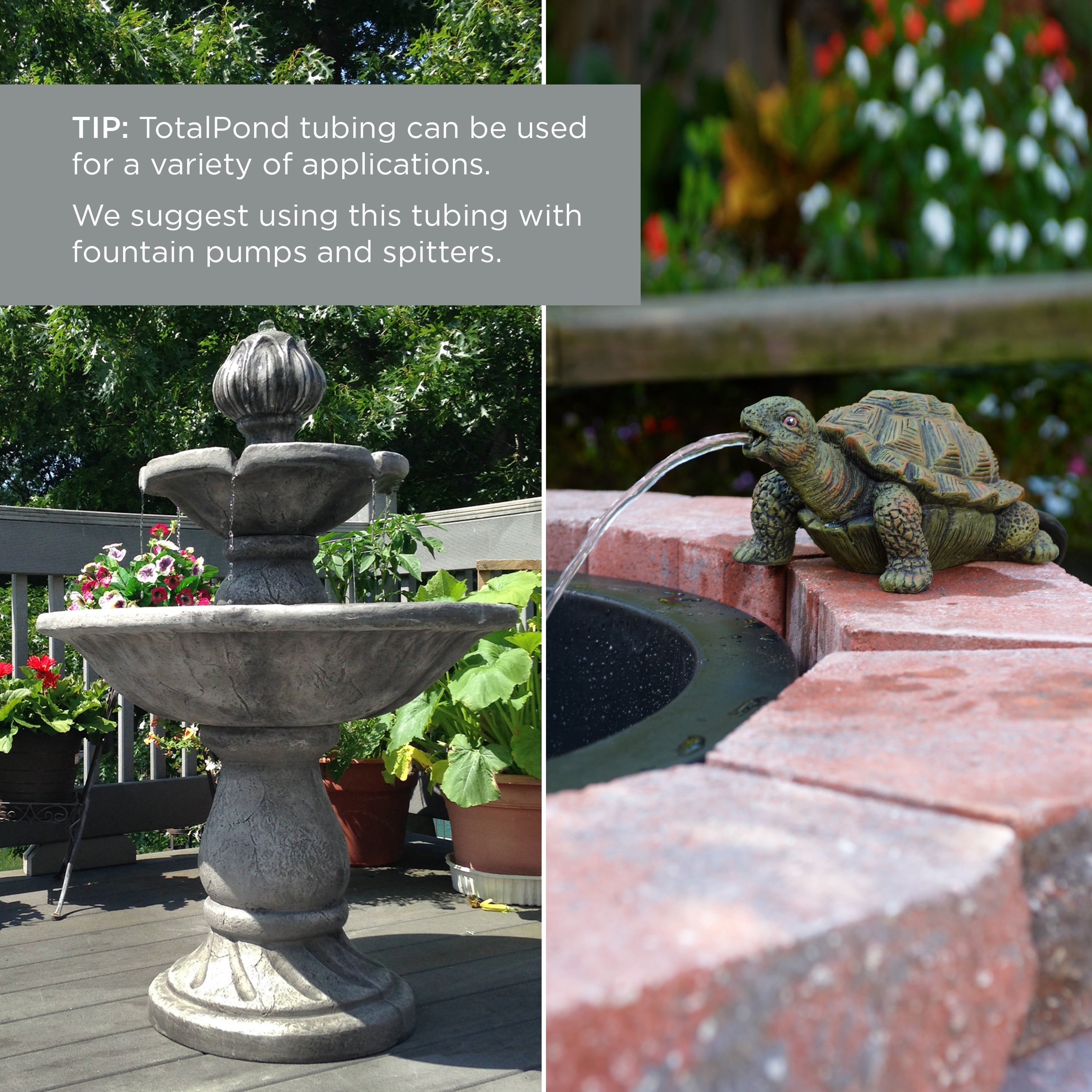 1/2 in. Vinyl Tubing can be used for applications, like with fountain pumps and spitters