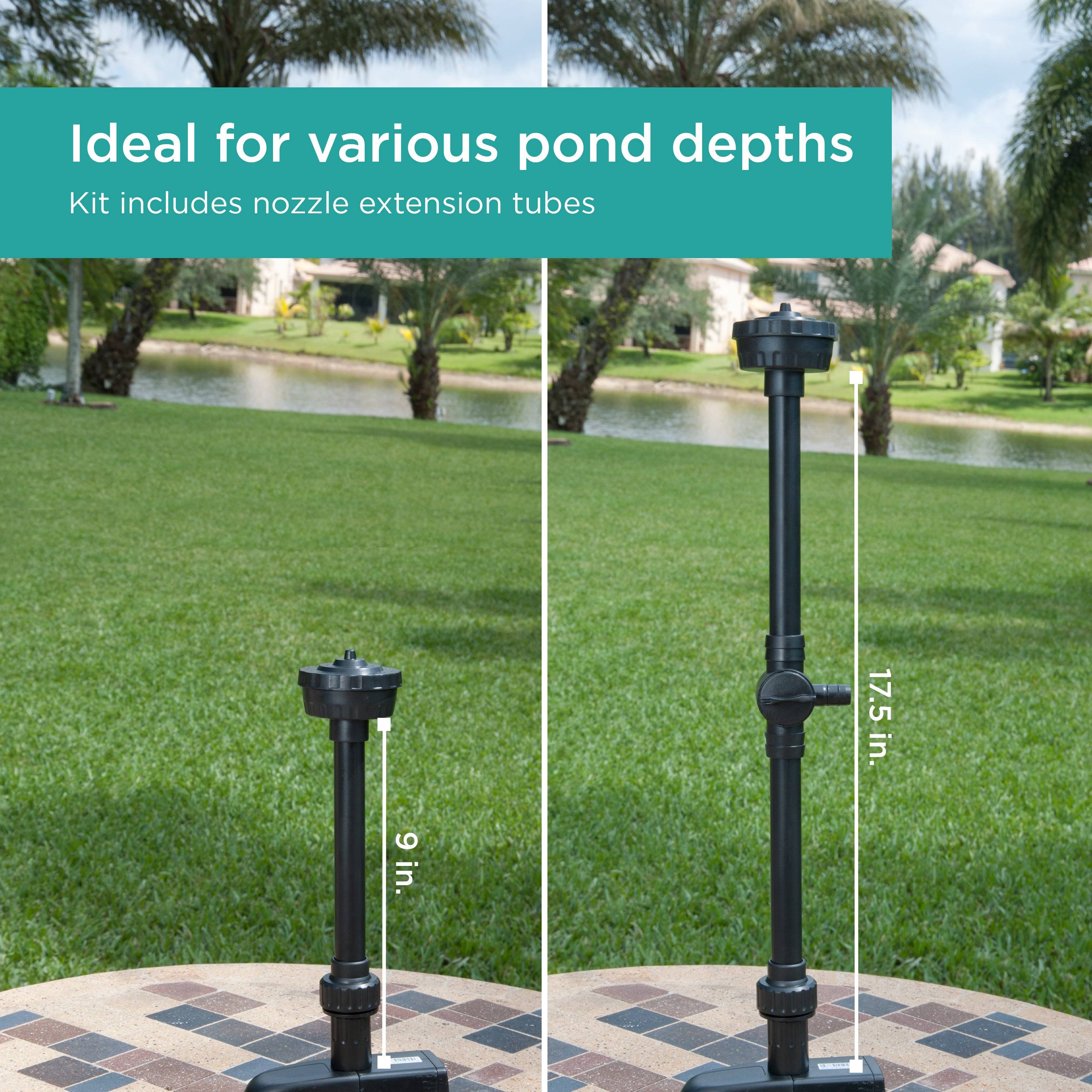 Nozzle Kit is ideal for various pond depths - includes nozzle extension tubes