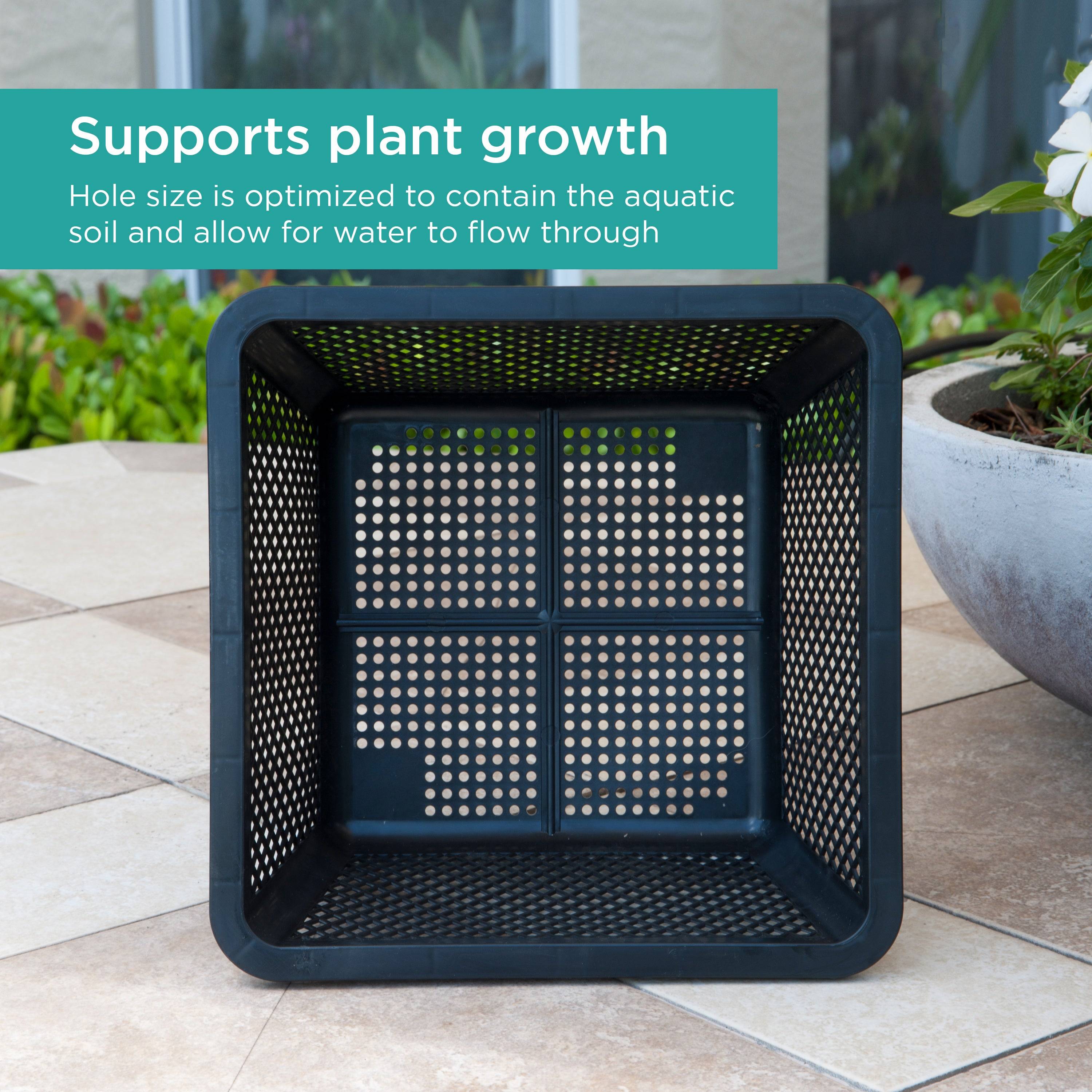 Aquatic Plant Basket supports plant growth 
