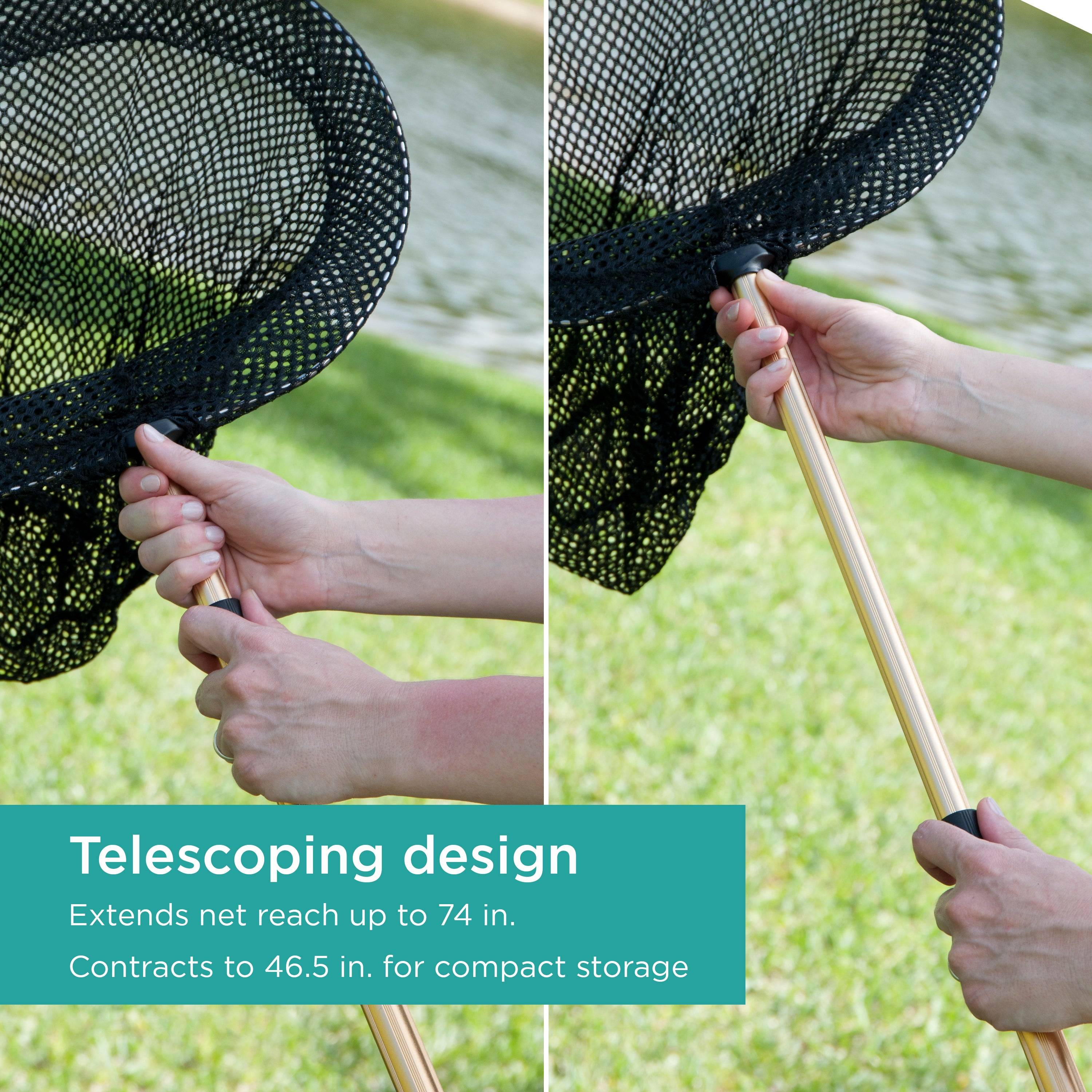 Skimmer Fish Net features telescoping design that contracts to 46.5 in. and expands to 74 in.